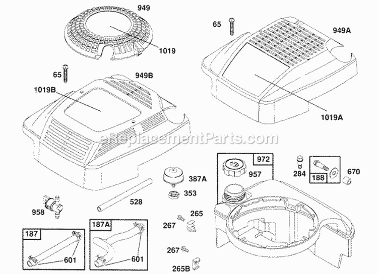 Fuel Tank AssyCovers Hoses Diagram and Parts List for 123882-3420-01  Briggs and Stratton Engine